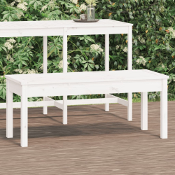 Ławka ogrodowa, biała, 109x44x45 cm, lite drewno sosnowe