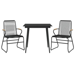 3-częściowy zestaw mebli ogrodowych, czarny, PVC, rattan