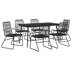 7-częściowy zestaw mebli ogrodowych, czarny, rattan PVC
