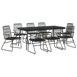 9-częściowy zestaw mebli ogrodowych, czarny, rattan PVC