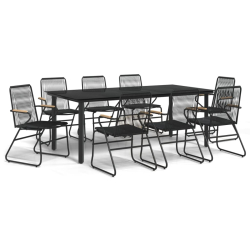 9-częściowy zestaw mebli ogrodowych, czarny, rattan PVC