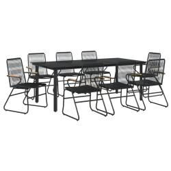 9-częściowy zestaw mebli ogrodowych, czarny, rattan PVC