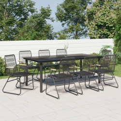 9-częściowy zestaw mebli ogrodowych, czarny, rattan PVC