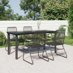 5-częściowy zestaw mebli ogrodowych, czarny, rattan PVC