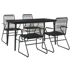 5-częściowy zestaw mebli ogrodowych, czarny, rattan PVC