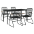 5-częściowy zestaw mebli ogrodowych, czarny, rattan PVC