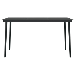 7-częściowy zestaw mebli ogrodowych, czarny, rattan PVC