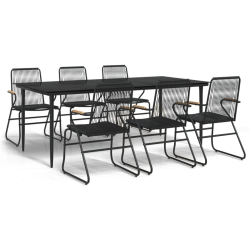 7-częściowy zestaw mebli ogrodowych, czarny, rattan PVC