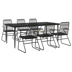 7-częściowy zestaw mebli ogrodowych, czarny, rattan PVC