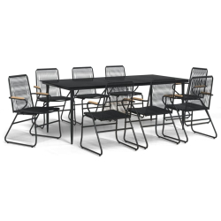 9-częściowy zestaw mebli ogrodowych, czarny, rattan PVC