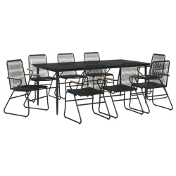 9-częściowy zestaw mebli ogrodowych, czarny, rattan PVC