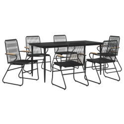 7-częściowy zestaw mebli ogrodowych, czarny, rattan PVC