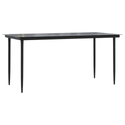 7-częściowy zestaw mebli ogrodowych, czarny, rattan PVC