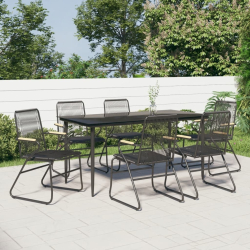 7-częściowy zestaw mebli ogrodowych, czarny, rattan PVC