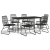 7-częściowy zestaw mebli ogrodowych, czarny, rattan PVC