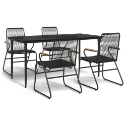 5-częściowy zestaw mebli ogrodowych, czarny, rattan PVC