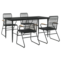 5-częściowy zestaw mebli ogrodowych, czarny, rattan PVC