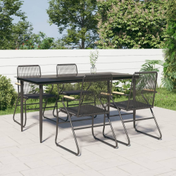 5-częściowy zestaw mebli ogrodowych, czarny, rattan PVC