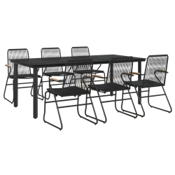 7-częściowy zestaw mebli ogrodowych, czarny, rattan PVC