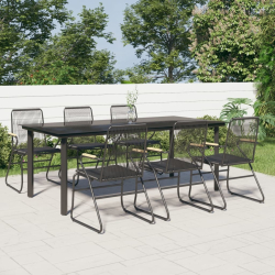 7-częściowy zestaw mebli ogrodowych, czarny, rattan PVC