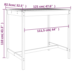 Stolik ogrodowy, 121x82,5x110 cm, lite drewno daglezjowe