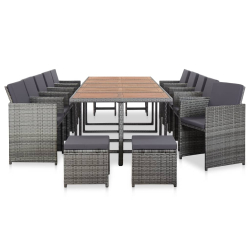 15-cz. zestaw mebli do ogrodu z poduszkami, rattan PE, antracyt