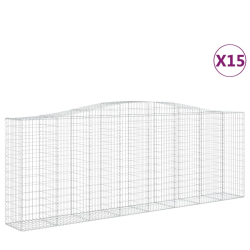 Kosze gabionowe, 15 szt, 400x50x140/160cm, galwanizowane żelazo