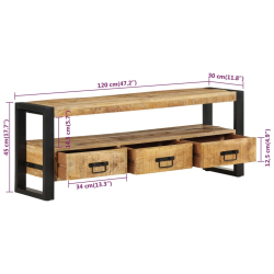 Szafka pod TV, 120x30x45 cm, lite drewno mango