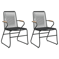 Krzesła ogrodowe, 2 szt., czarne, 58x59x85,5 cm, rattan PVC