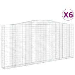 Kosze gabionowe, 6 szt, 400x30x180/200 cm, galwanizowane żelazo
