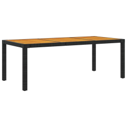 Stół ogrodowy, 190x90x75 cm, czarny rattan PE i drewno akacjowe