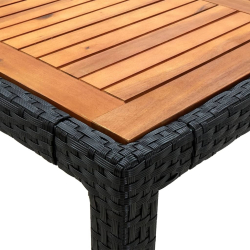 Stół ogrodowy, 190x90x75 cm, czarny rattan PE i drewno akacjowe