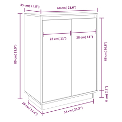 Szafka na buty, 60x35x80 cm, lite drewno sosnowe