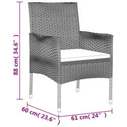 9-cz. zestaw mebli ogrodowych z poduszkami, czarny, rattan PE