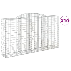 Kosze gabionowe, 10 szt, 300x50x160/180cm, galwanizowane żelazo