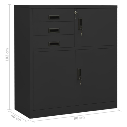 Szafka biurowa, antracytowa, 90x40x102 cm, stalowa