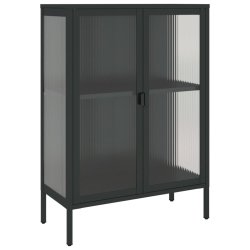 Szafka, czarna, 75x35x105 cm, szkło i stal