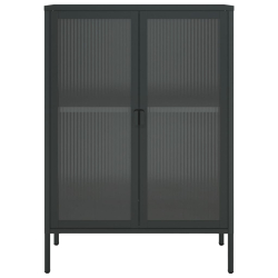 Szafka, czarna, 75x35x105 cm, szkło i stal