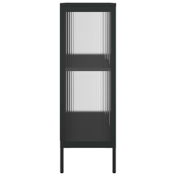 Szafka, czarna, 75x35x105 cm, szkło i stal