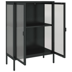 Szafka, czarna, 75x35x105 cm, szkło i stal
