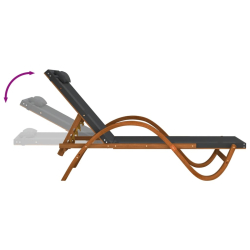 Leżak z poduszką, szary, tworzywo textilene i drewno topolowe