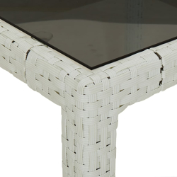 Stół ogrodowy, biały, 250x100x75cm, rattan PE i szkło hartowane