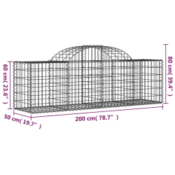Kosze gabionowe, 50 szt, 200x50x60/80 cm, galwanizowane żelazo