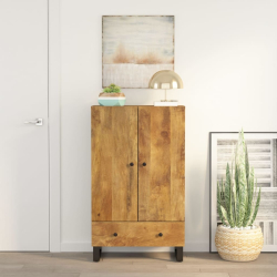 Szafka z szufladą, 60x33x100 cm, lite drewno mango i żelazo