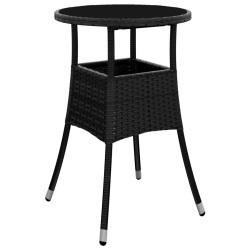 3-cz. zestaw mebli ogrodowych bistro z poduszkami, czarny