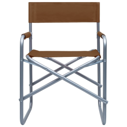 Krzesła reżyserskie, 2 szt., stalowe, brązowe
