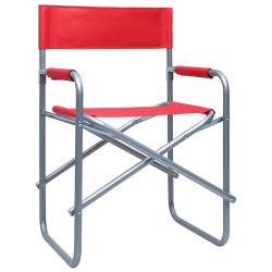 Krzesła reżyserskie, 2 szt., stalowe, czerwone