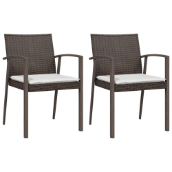 Krzesła ogrodowe z poduszkami, 2 szt., brązowe, 56,5x57x83 cm