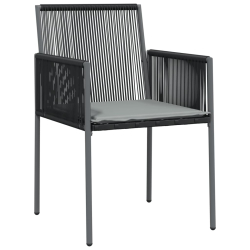 Krzesła ogrodowe z poduszkami, 2 szt., czarne, 54x60,5x83,5 cm