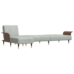 Sofa rozkładana L, jasnoszara, 279x140x70 cm, aksamit